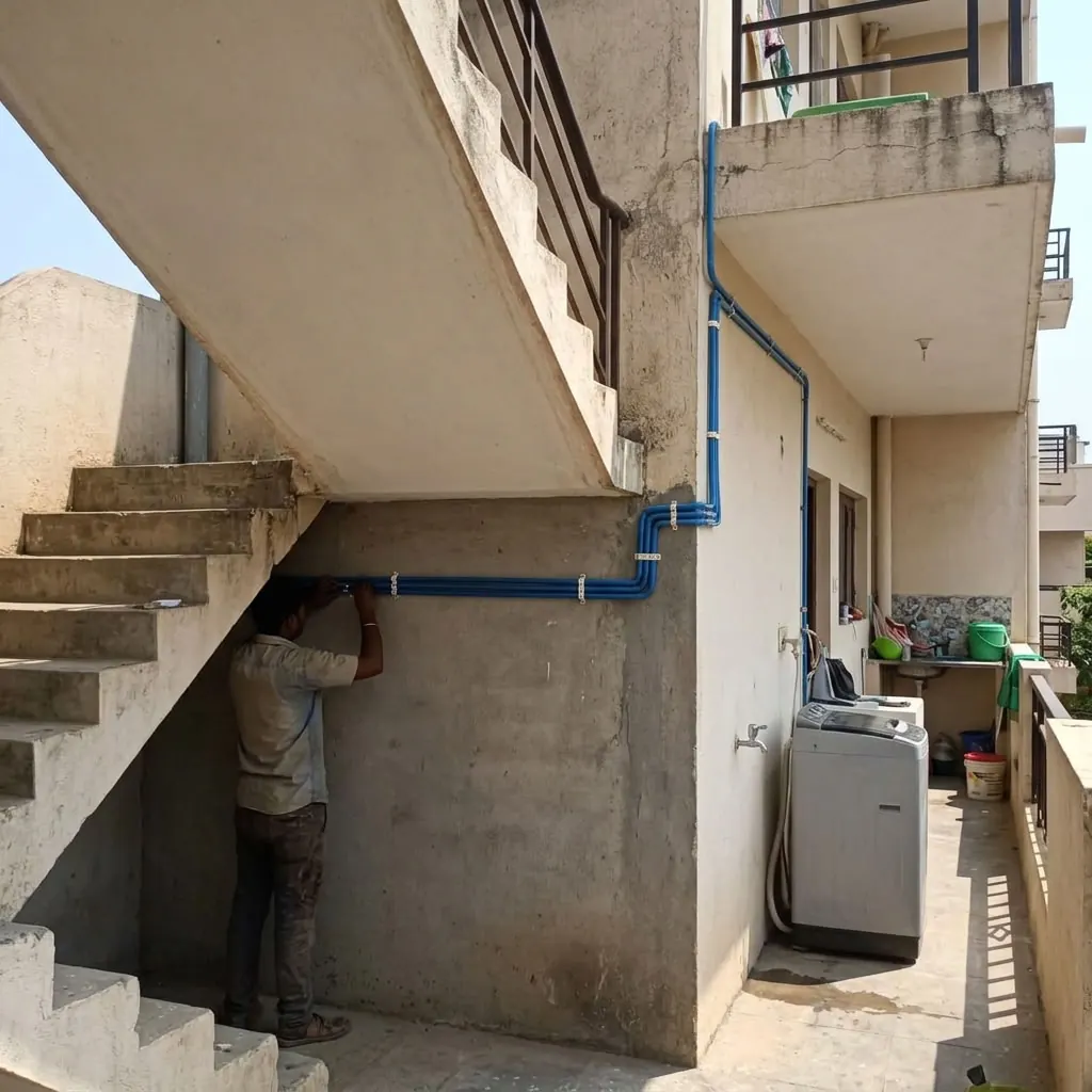 Gas pipeline routing at an apartment property